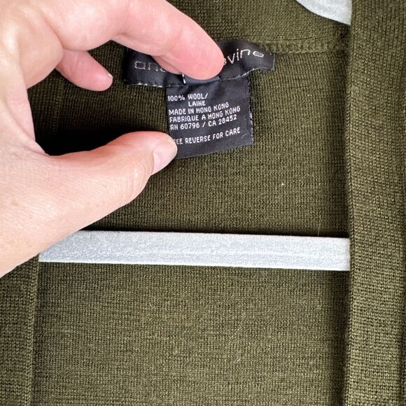 Andrea Jovine 100% Wool Cardigan ONE SIZE Dark Green Drop Shoulder Slouchy(0995) - Picture 3 of 14